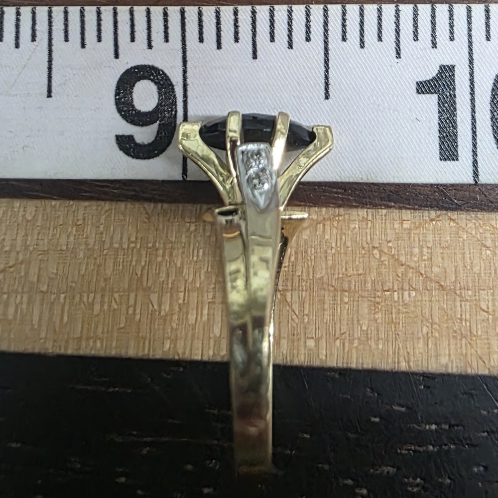 14K 10K Plumb Solid Yellow Gold Diamond Onyx Heart Pendant Ring & Necklace - Picture 3 of 17